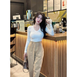 Áo thun body cổ tim tay dài