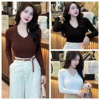 Áo thun body cổ tim tay dài