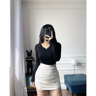 Áo thun body cổ tim tay dài