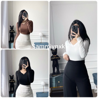 Áo thun body cổ tim tay dài
