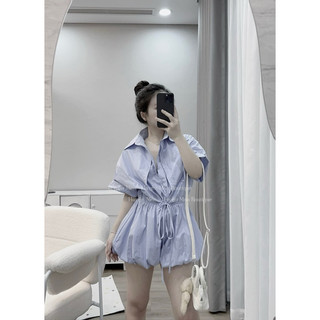 jump ngắn cổ sơ mi dây rút eo siêu hack dáng