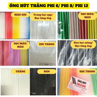 [Hàng đẹp] Bịch 500g ống hút trà sữa trân châu/trà chanh/ trà tắc/cà phê màu, đen, trắng, bọc màng từng ống phi 6, 8, 12