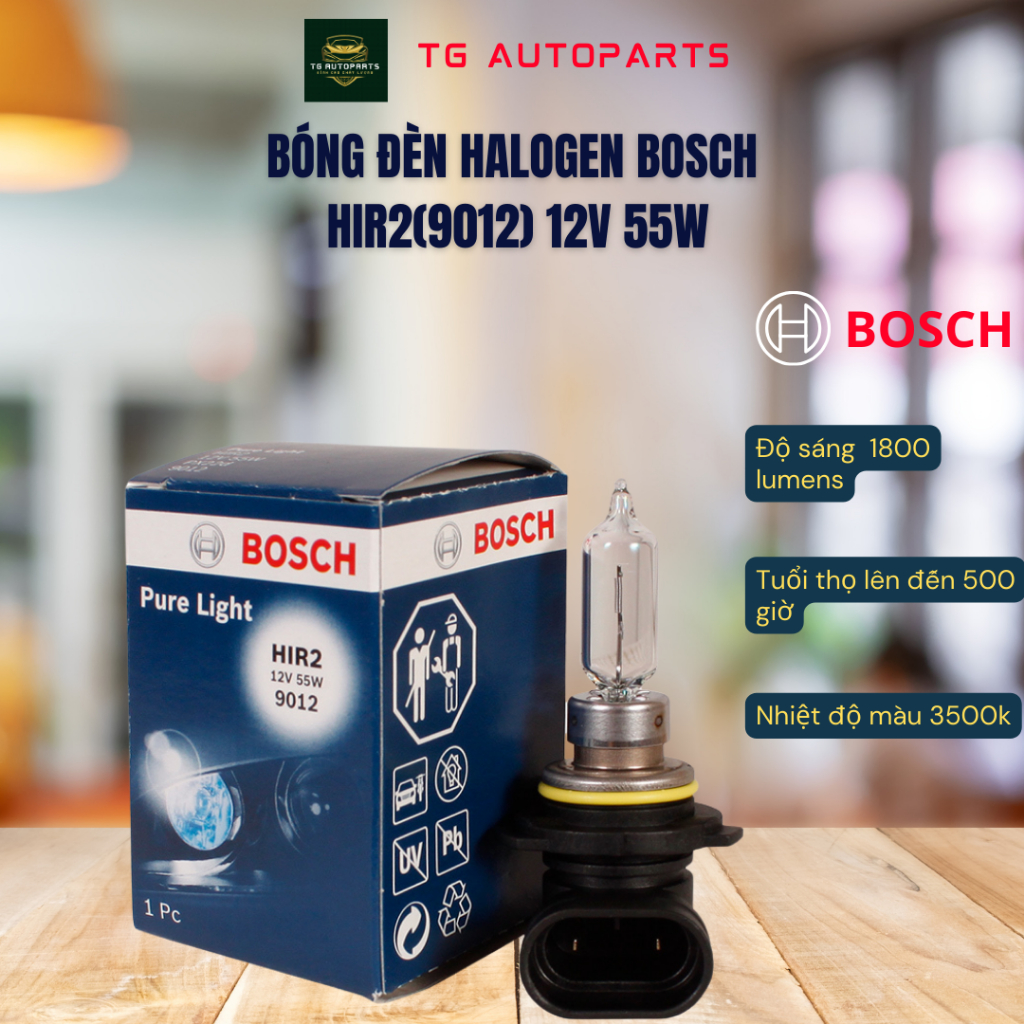 Bóng đèn ô tô halogen HIR2(9012) Bosch chính hãng cao cấp, ánh sáng mạnh mẽ, tuổi thọ cao - TG Autoparts