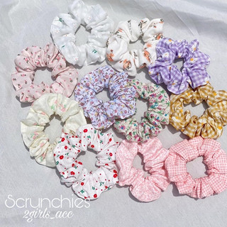 scrunchie cột tóc hoạ tiết hoa dễ thương nhiều kiểu