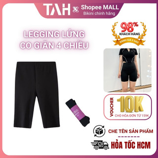 Quần Legging Nữ Lửng Lưng Cao, Quần Đùi Nữ Tập Thể Thao Yoga Co Giãn 4 Chiều Thoáng Mát TAH Bikini