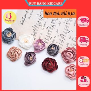 Hoa voan, hoa cài áo, HOA TRÀ CÓ NHỤY Kidcare 3.5cm, hoa  dùng làm hoa cài áo, handmade, trang trí tóc, nơ kẹp tóc