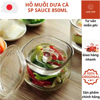 Hũ muối dưa cà thủy tinh SP SAUCE Nhật Bản 850ml, hũ thủy tinh muối cà, hũ muỗi dưa thông minh