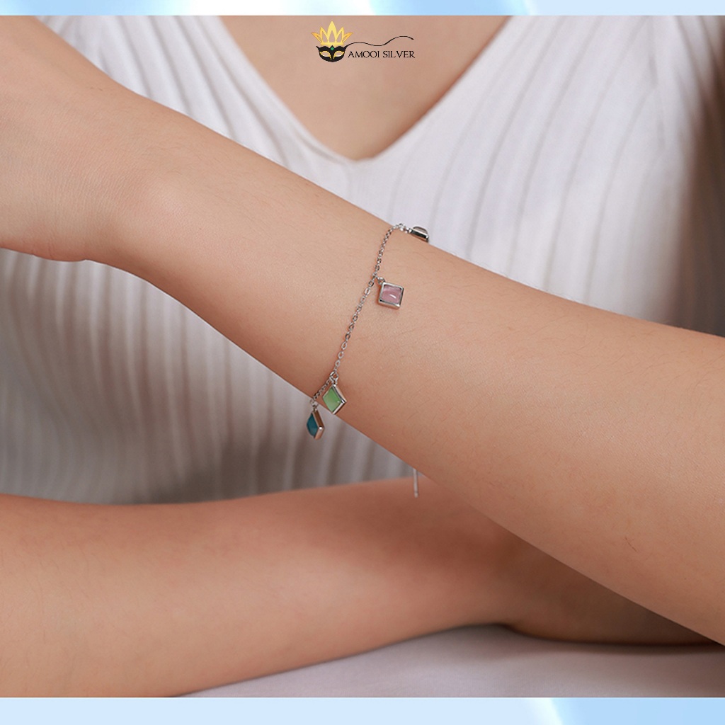 Lắc Tay Bạc S925 Lắc Tay Đá Nhiều Màu - AMOOI SILVER ABT224