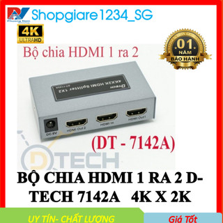 Bộ chia HDMI 1 RA 2 cổng DTECH DT-7142A - Hỗ trợ 4K . Bộ chia DT7142A - Full Box
