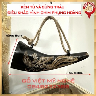 [Loại đẹp] Kèn tù và trang trí -tù và điêu khắc hình chim phụng trang trí treo tường - Tù và mỹ nghệ trang trí -Dài 20cm