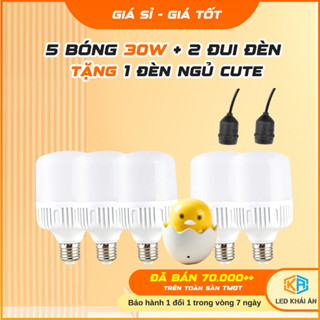    Tặng Đèn Ngủ Gà   Combo 5 Bóng Đèn 30W + 2 Đui Đuôi Chui Đèn Kín Nước - Bảo Hành 1 Đổi 1 Đèn Led Khải Ân 
