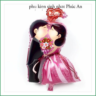 Bóng kiếng nhôm cô dâu chú rể kiss trang trí tiệc cưới