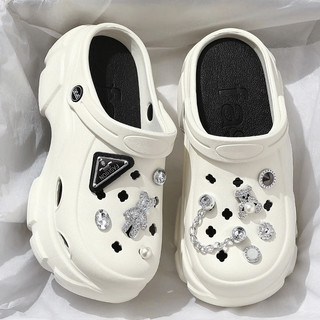 Dép cross đế cao 7cm, dép sục nữ crocs 7 phân bít mũi chính hãng, tặng kèm charm sticker SAKI