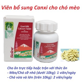 Viên sữa dê bổ sung canxi cho chó mèo Bioline Goat Milk Calcium Date 05.2025