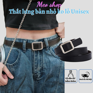Dây thắt lưng Nữ Nam Unisex Vuông chữ nhật Bản Nhỏ 2,3cm TL001 - Dây nịt da Nam Nữ mặt vuông ko đục lỗ giá rẻ