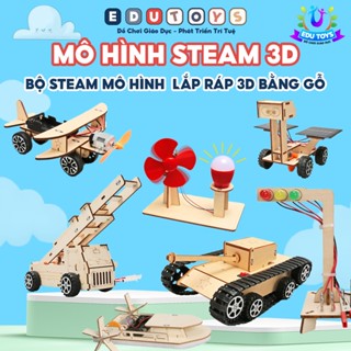 Combo Mô Hình Lắp Ráp STEAM 3D bằng gỗ: Máy Phát Điện, Cano, Vệ Tinh, Cối Xay Gió, Xe Tăng, Tua Bin, Xe Đua,.. EDU TOYS
