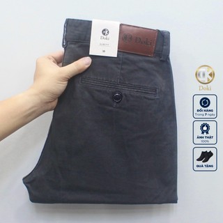 Quần Kaki Nam Màu Ghi đậm KC, Quần kaki túi chéo dáng ôm đứng, chất vải co giãn thoáng mát - DOKI