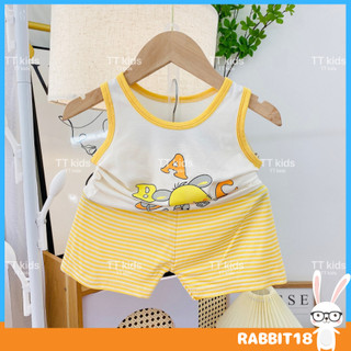 , Đồ bộ ba lỗ chú gấu hươu quần sọc đáng yêu vải thun lạnh cao cấp cho bé, UCHI18