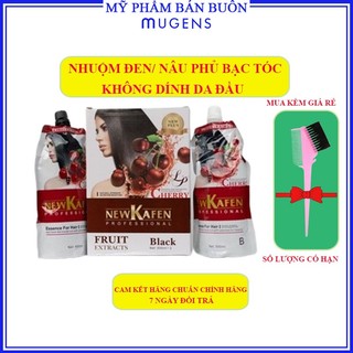 Nhuộm đen new kafen thảo dược nhuộm không sót da đầu hộp 500ml x2