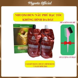 Nhuộm đen nhuộm nâu keratin macadamia 1000ml nhuộm tóc bạc không dính da đầu phủ bạc tóc nhanh và tiết kiệm ct38