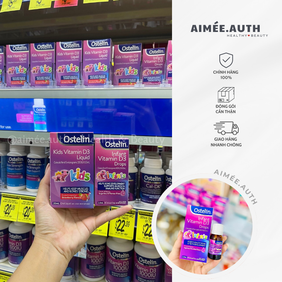 Vitamin D3 Ostelin ÚC cho bé (Đủ Bill)