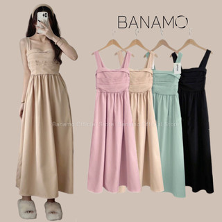 Váy nữ Banamo Fashion váy 2 dây dáng dài lưng chun có bigsize 592