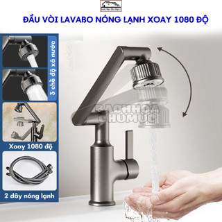 Vòi Nước Lavabo Nóng Lạnh Xoay 1080 Độ Cho Bồn Rửa Mặt Bồn Rửa Chén 2 Chế Độ Xả Kèm Dây Nối Tiện Lợi