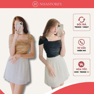 Áo thun lệch vai gợn sóng tôn nét đẹp sang chảnh -TK761