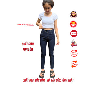 Quần jean nữ lưng cao 4 túi chất đẹp vải co giãn tốt giá tận xưởng, quần bò nữ giá gốc size đại