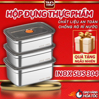 Hộp đựng thực phẩm bằng inox, khay đựng đồ để tủ lạnh ngăn mùi có nắp đậy dễ dàng bảo quản tiện dụng