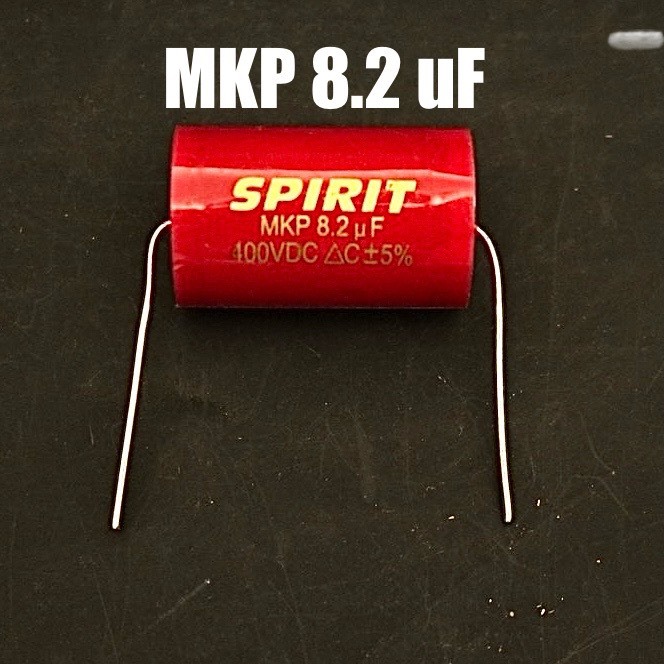 Tụ lọc phân tần cản loa treble, SPIRIT đỏ 8.2uf 400v, tụ cản loa