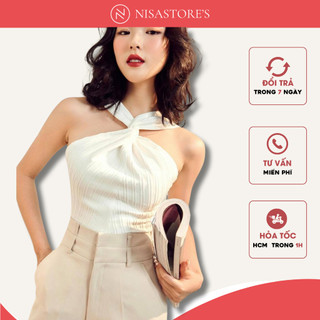 Áo cổ yếm dây xoắn 3 màu siêu xinh