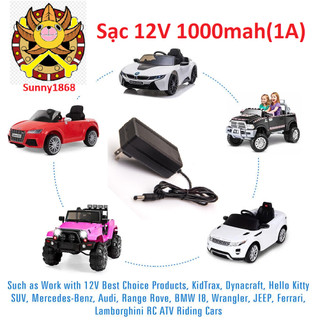 Sạc acquy xe ô tô điện trẻ em 12v 1000mah (1A) , có đèn báo đầy, bảo vệ acquy chống phù sạc lổ tròn giắc 5.5mmx2.5mm 12V