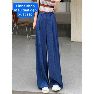 Quần jean chất mềm mát không nhăn cao cấp, quần jean xuông rộng vải đẹp màu đẹp - linhs shop