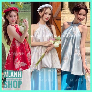 Set Áo Yếm Gấm Hoa Mix Chân Váy Lụa Yếm Chụp Ảnh Nghệ Thuật Tết Chụp Sen Siêu Đẹp