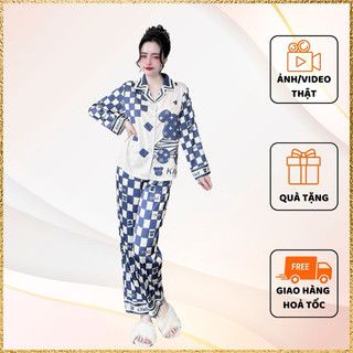 Đồ Bộ Pijama nữ đủ size bao thoải mái Lụa cao cấp Tay dài quần dài hoạ tiết sang nhưng trẻ trung