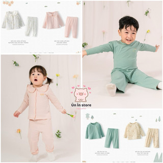 Chaang bộ dài cài vai & cúc giữa cổ sen nature - aw2024d10
