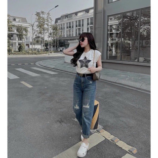 Quần baggy bò rách gối hottrend #1104