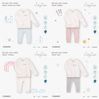 Chaang bộ dài cúc chéo cho bé sơ sinh từ 0-6m
