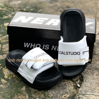  DÉP GOAL STUDIO HÀN QUÓC - TẶNG VỚ - QUAI NGANG NAM NỮ hottrend NEW - DÉP BARBIE NỮ B HỌA TIẾT-ĐEN Q.TRẮNG 