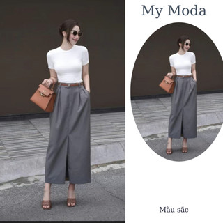 Chân váy công sở dáng dài 𝗠𝗬 𝗠𝗢𝗗𝗔 xẻ trước hiện đại trẻ trung MM448
