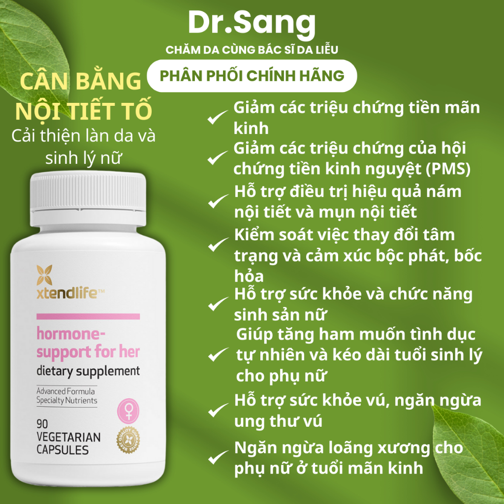 Viên Uống Tăng Nội Tiết Tố Nữ Hormone Support For Her Xtend-Life (90 Viên)