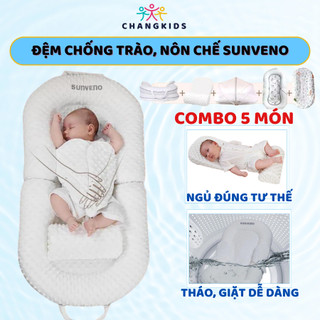 Bộ đệm gối chống trào ngược cho bé Sunveno , nôi ngủ chung giường chống trào ngược - NTC49
