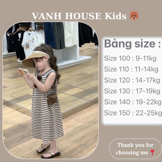 Váy suông kẻ xám phối viền basic cho bé gái