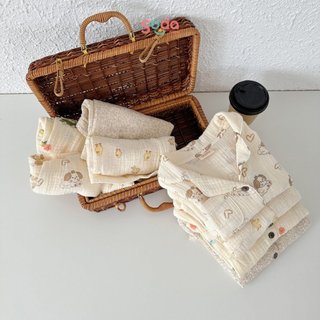 Set bộ pijama xô muslin cộc tay cho bé trai bé gái