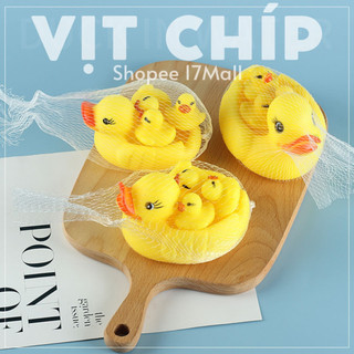 Đồ chơi nhà tắm đàn vịt bơi lội 4 con chất liệu nhựa ABS an toàn phát tiếng kêu chít chít vui nhộn cho bé