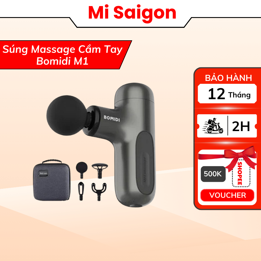Máy Massage Cầm Tay Xiaomi BOMIDI M1 -  5 đầu 5 cấp độ - Bảo Hành 6 Tháng