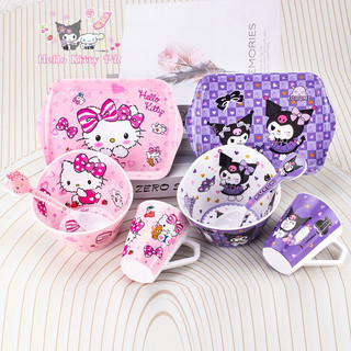 ☘️𝗡𝗘𝗪☘️Bộ combo chén bát, tô, muỗng, ly cốc, dĩa Hello Kitty - Kuromi - Melody - Cinnamoroll - Shin Chan - Pochacco
