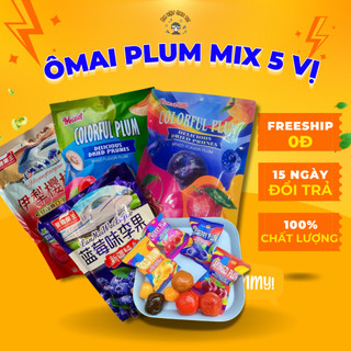 Ômai xí muội mix 5 vị chua chua giòn ngọt - Ô mai mix 5 vị Việt Quất, Cherry, Mận, Đào