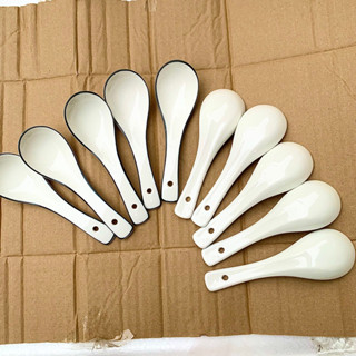 Combo 10 thìa sứ viền đen siêu đẹp siêu xinh ạ